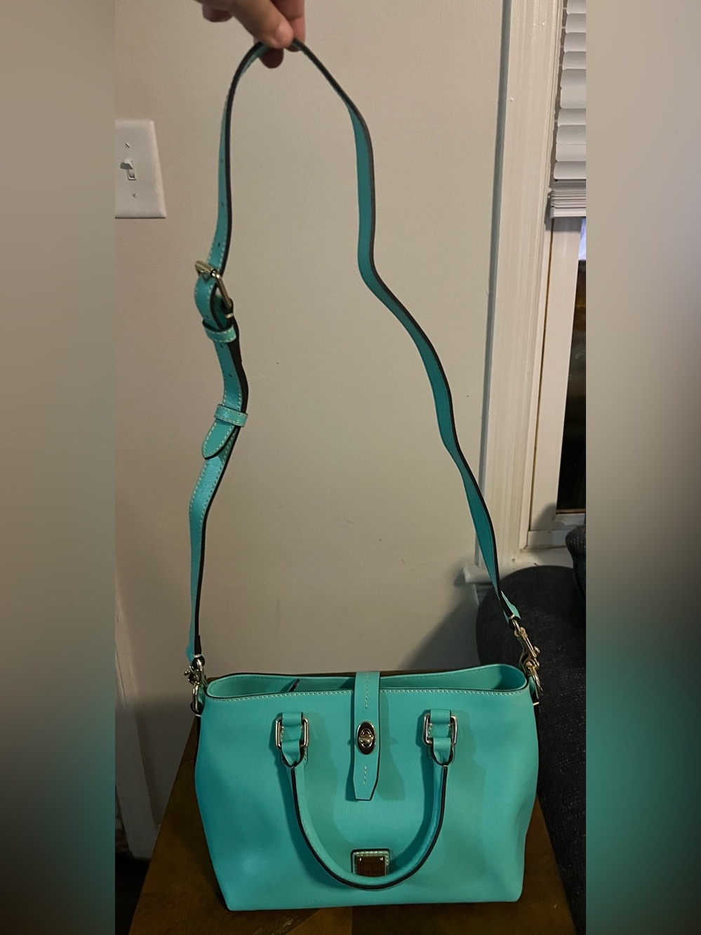 Dooney & Bourke Leather Satchel with Turn-Lock in Spearmint - NWOT - Picture 7 of 8